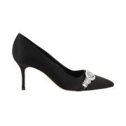 Manolo Blahnik Rhinestone spänne Kitten Heel Pumps Black, Dam