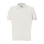 Brunello Cucinelli Bomull Stickad Polo Skjorta Slim Fit Beige, Herr