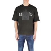 Dsquared2 Logo Print Bomull Crew Neck T-shirt Black, Herr