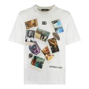 Dolce & Gabbana Räfflad crew-neck T-shirt i bomull White, Herr