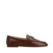 Tod's Brun läder mockasin platta skor Brown, Dam