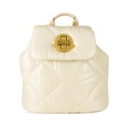 Moncler Vikbar Topplogotyp Ryggsäck Kräm Beige, Dam