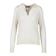 Max Mara Studio Silke Ull Blandningstickad Topp White, Dam