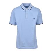 Fay Bomull Elastan Polo Skjorta Blue, Herr