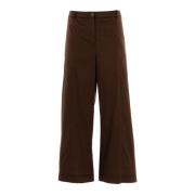 Patrizia Pepe Dam Straight Fit Byxor med knapp Brown, Dam