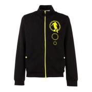 Bikkembergs Herr Zip-Up Sweatshirt med Fickor Black, Herr