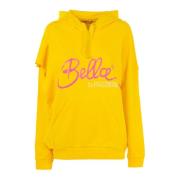 Fracomina Hoodie med fickor och tryck Yellow, Dam