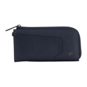 Piquadro Läderplånbok clutch med dragkedja Blue, Dam