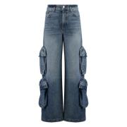 Amiri Cargo Baggy Jeans med Multi-Fickor Blue, Dam