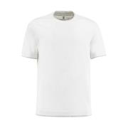 Brunello Cucinelli Slim Fit Crew Neck T-shirt med Kontrasterande Insat...