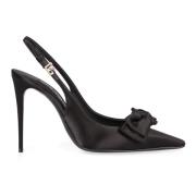 Dolce & Gabbana Siden slingback pumps med bågdetalj Black, Dam