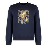 Maison Kitsuné Sweatshirts Hoodies Blue, Herr