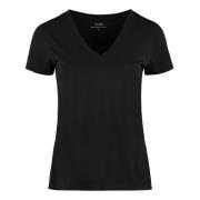 Vince V-ringad Bomull T-shirt Black, Dam