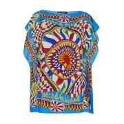 Dolce & Gabbana Carretto-Print Sidenblus Multicolor, Dam