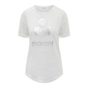 Isabel Marant Étoile Vit T-shirt med Korta ärmar och Silverlogga White...