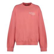 Sporty & Rich Bomull Crew-Neck Sweatshirt Ribbade Kanter Red, Dam