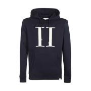 Les Deux Logo Bomull Hoodie Blue, Herr