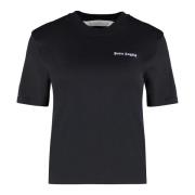 Palm Angels Kontrast Logo Bomull T-shirt Black, Dam