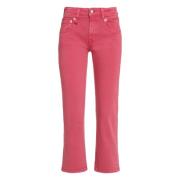 R13 Raka Jeans med Läder Logomärke Pink, Dam