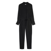 Equipment Sidens Jumpsuit med Dolda Fickor Black, Dam