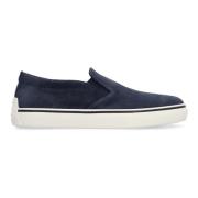 Tod's Mocka Slip-On Sneakers, Rund Tå Blue, Herr