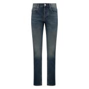 Isabel Marant Stretch bomull slim-fit jeans med metallknappar Blue, Da...