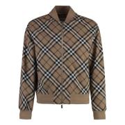 Burberry Ribbstickad ull bomberjacka Beige, Herr