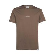 Les Deux Bomull Crew-Neck T-shirt Ribbad Stil Brown, Herr