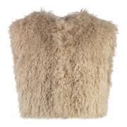 Isabel Marant Faux Fur Waistcoat with Pockets Beige, Dam