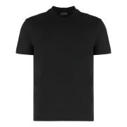 Emporio Armani Räfflad crew-neck bomull T-shirt Black, Herr