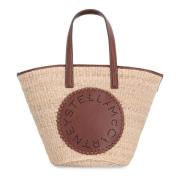 Stella McCartney Vävd Raffia Toteväska med Faux Läderdetaljer Beige, D...