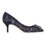 Dolce & Gabbana Spetsblomma Pump Blue, Dam