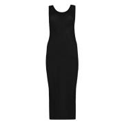 Pinko Räfflad Stickad Midi Klänning Black, Dam