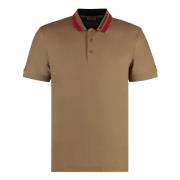 Burberry Bomull Polo Skjorta med Ribbade Kanter Beige, Herr