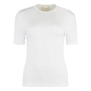 Calvin Klein Räfflad Crew-neck T-shirt Modal Elastan White, Dam