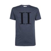 Les Deux Bomulls Crew-Neck T-Shirt med Bouclé Detalj Blue, Herr