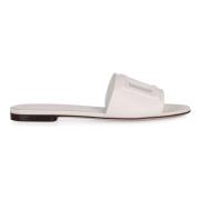 Dolce & Gabbana Kalvskinn Rund Tå Slides White, Dam