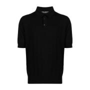 Dolce & Gabbana Vävd Logotypstickad Polo Black, Herr