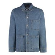 Maison Kitsuné Denimjacka Kontrastsömmar 100% Bomull Blue, Herr