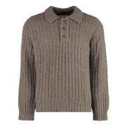 Gant Räfflad crew-neck tröja, oversize passform Brown, Herr