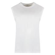 Agolde Bomull T-shirt med Ribbad Halsringning White, Dam