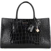 Michael Kors Croco-print Läderhandväska Black, Dam