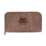 Etro Röd Paisley Jacquard Dragkedja Plånbok Brown, Dam