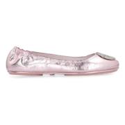 Tory Burch Metalliska Läder Ballettflats Elastisk Baksida Pink, Dam