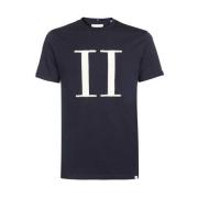 Les Deux Bomull Crew-Neck T-Shirt med Bouclé Detalj Blue, Herr