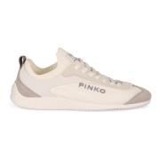 Pinko Låga sneakers i tyg och läder White, Dam