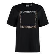 Burberry Räfflad bomull T-shirt Black, Dam