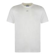 Off White Räfflad crew-neck bomull T-shirt White, Herr