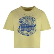 Mother Räfflad Bomull Crew-Neck T-shirt Yellow, Dam