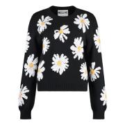 Moschino Crew-neck Jacquard Stickad Tröja Black, Dam